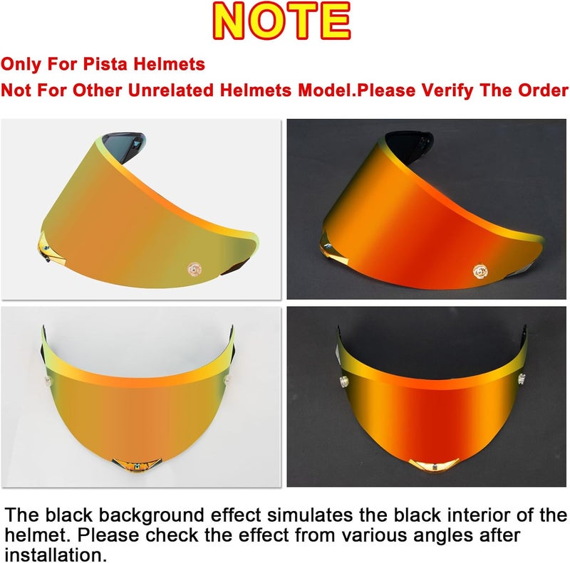 psler Pista GP RR visor - Pista Helmet Visor Motorcycle Face Shield Replacement for Pista GPR CORSA-R Pista GPRR RACE 3,Deep Gold Red - Image 3